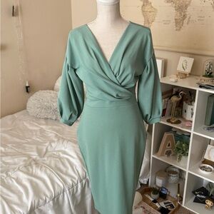 Elegant Green Wrap Dress